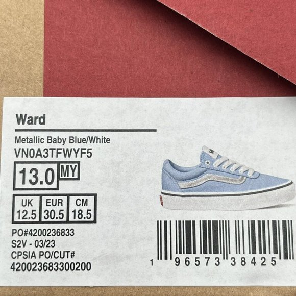 Vans Ward Little Girls Canva Skateboard Sneaker Size 13 Low Top Lace Up Shoes - Picture 13 of 16